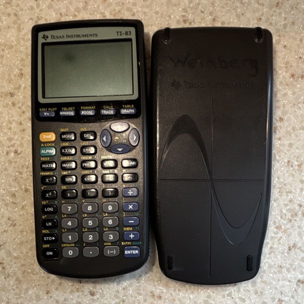 Texas Instruments TI-83 LCD Graphing Calculator Handheld Battery w/ Slide Cover